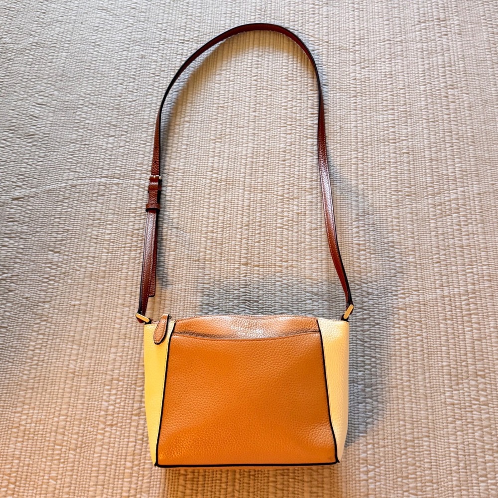 Kate Spade NY Women's Tri-Color Pebbled‎ Leather Crossbody Bag Tan Cream Brown